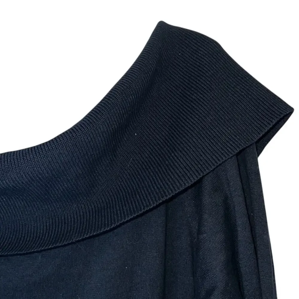 Tommy Hilfiger Women's Navy Blue & White Off-the-Shoulder Cowl Neck Sweater, 2X